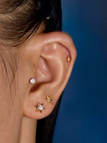 Gold-plated 925 sterling silver Orbit Ray Flatback Earring