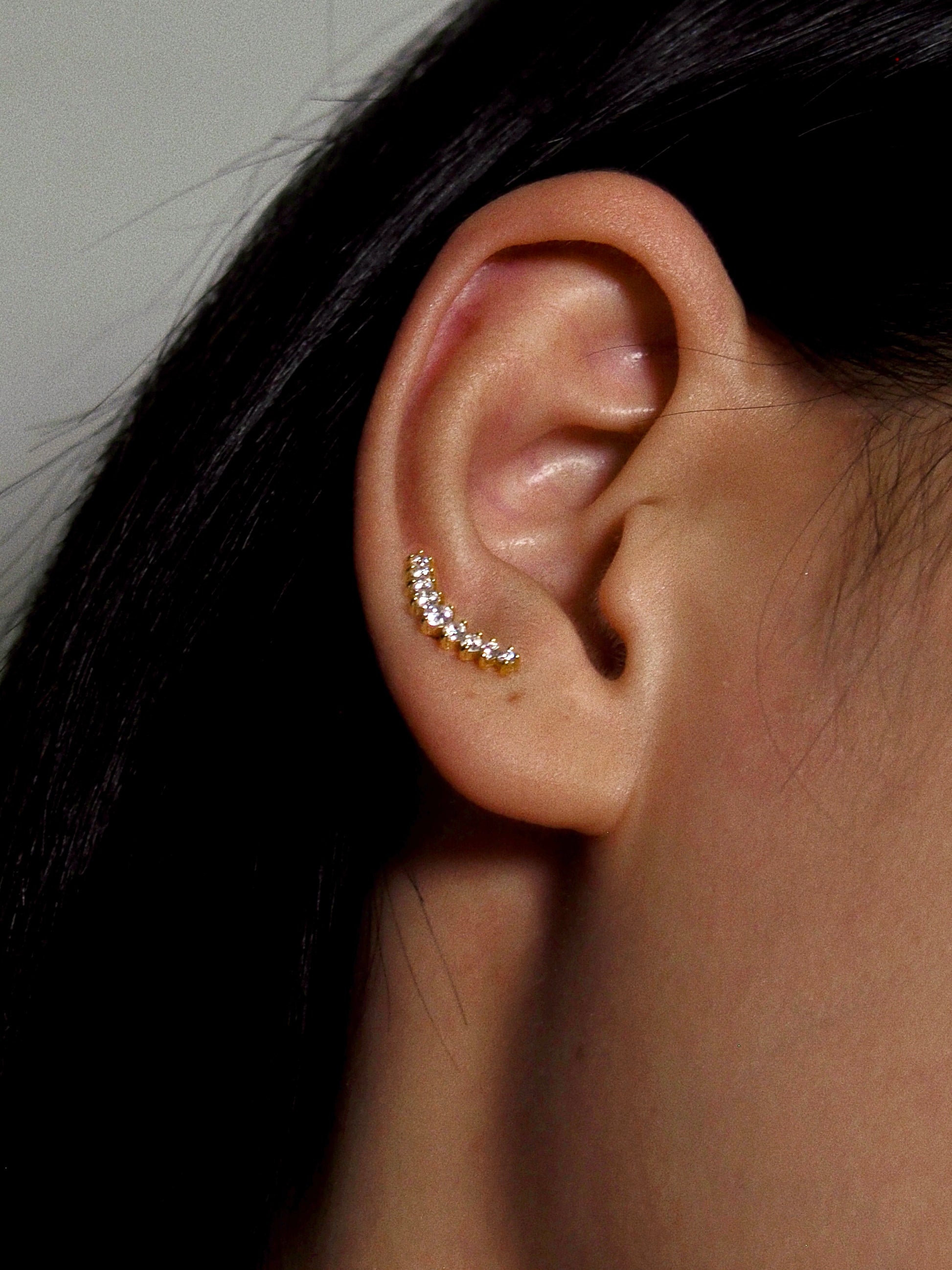 Gold-plated 925 sterling silver Crescent Flatback Earring