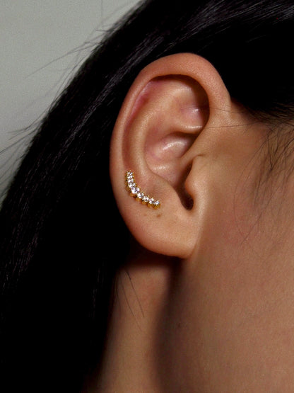 Gold-plated 925 sterling silver Crescent Flatback Earring