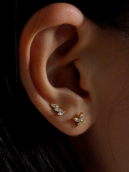 Gold-plated 925 sterling silver Butterfly Flatback Earring