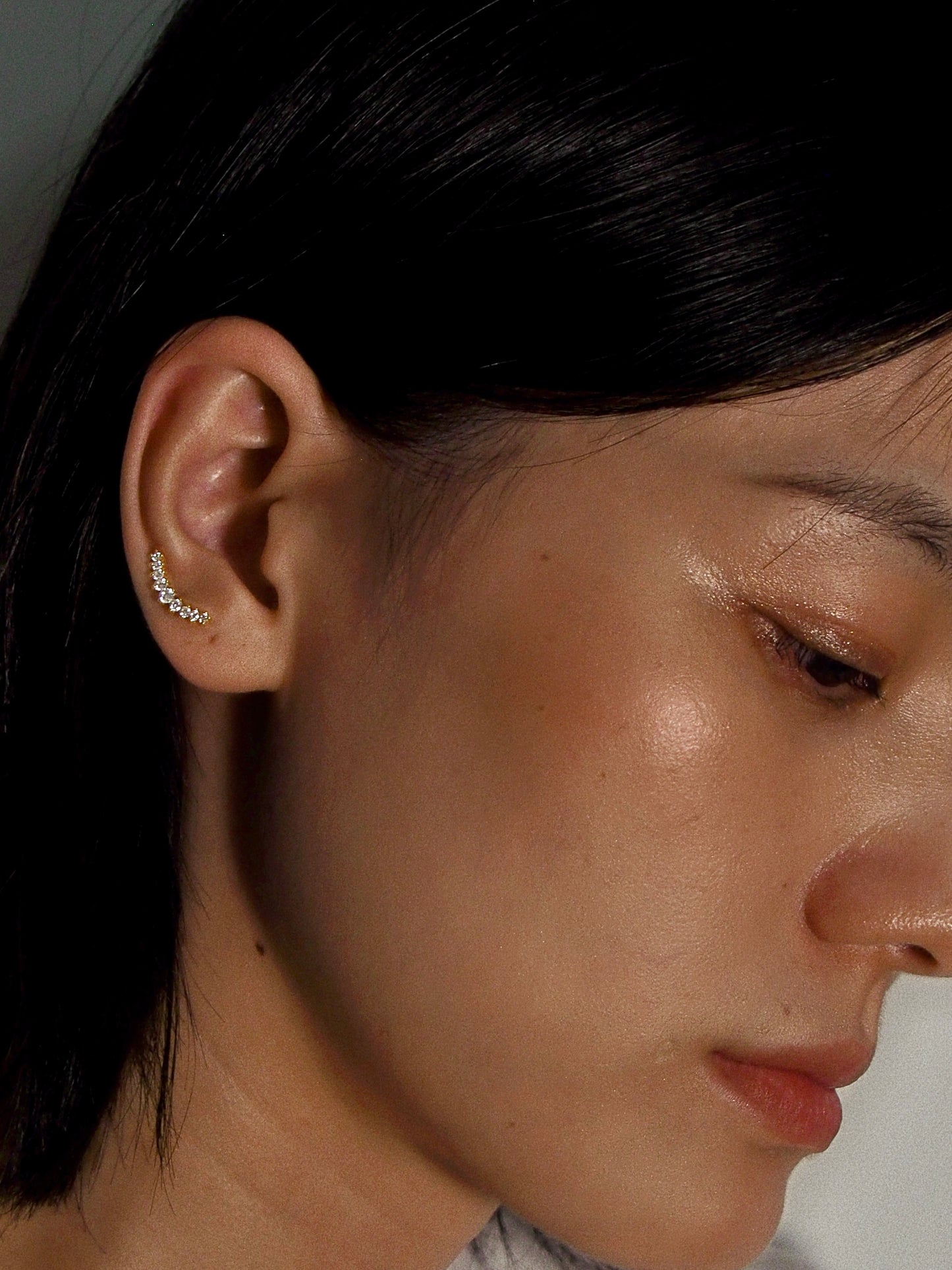 Gold-plated 925 sterling silver Crescent Flatback Earring