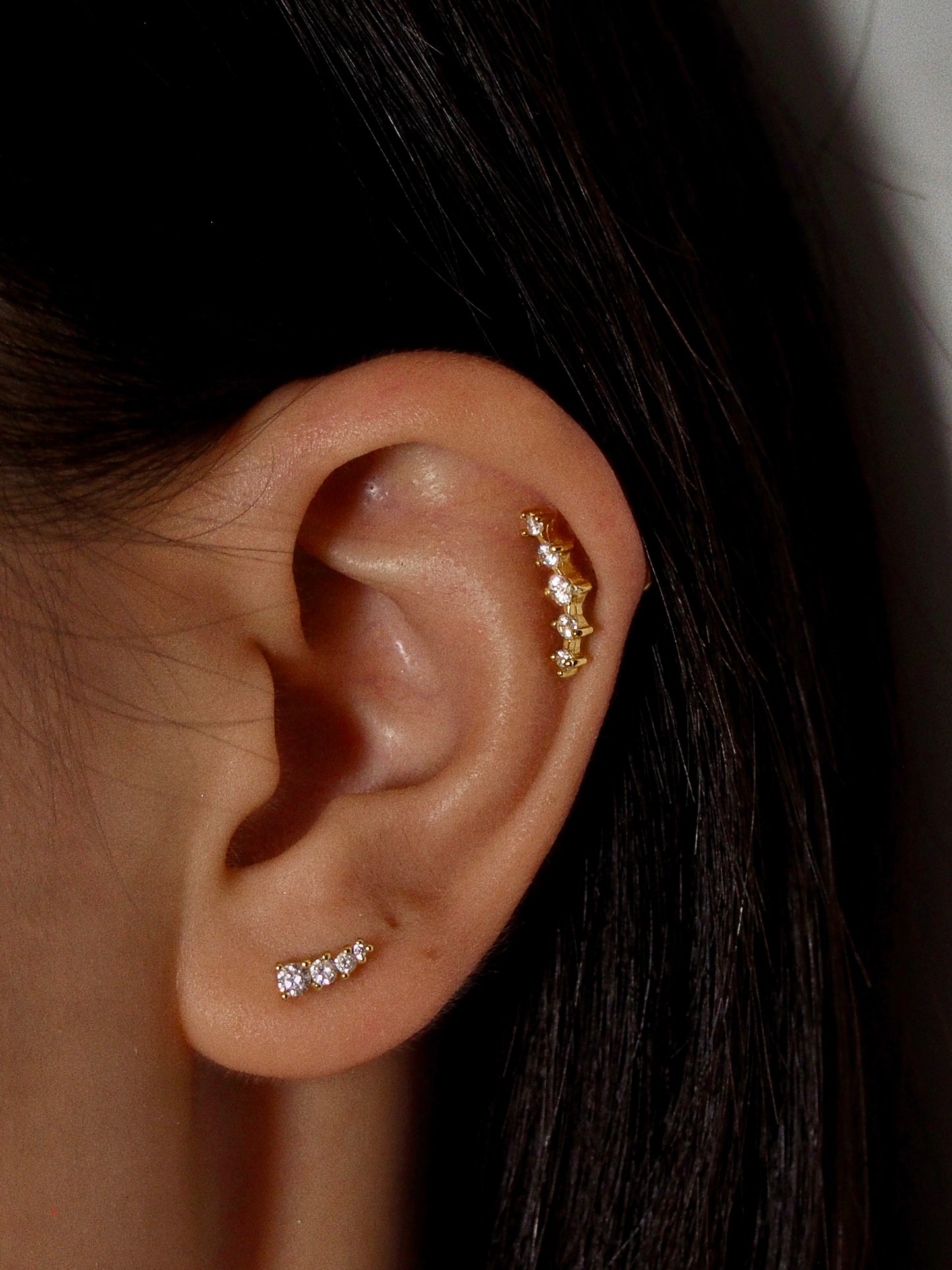 Gold-plated 925 sterling silver Gradient Curve Flatback Earring