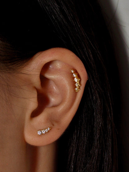 Gold-plated 925 sterling silver Gradient Curve Flatback Earring