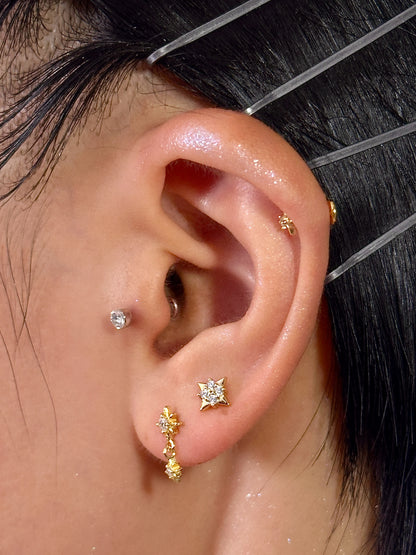Gold-plated 925 sterling silver Meridian Light Flatback Earring