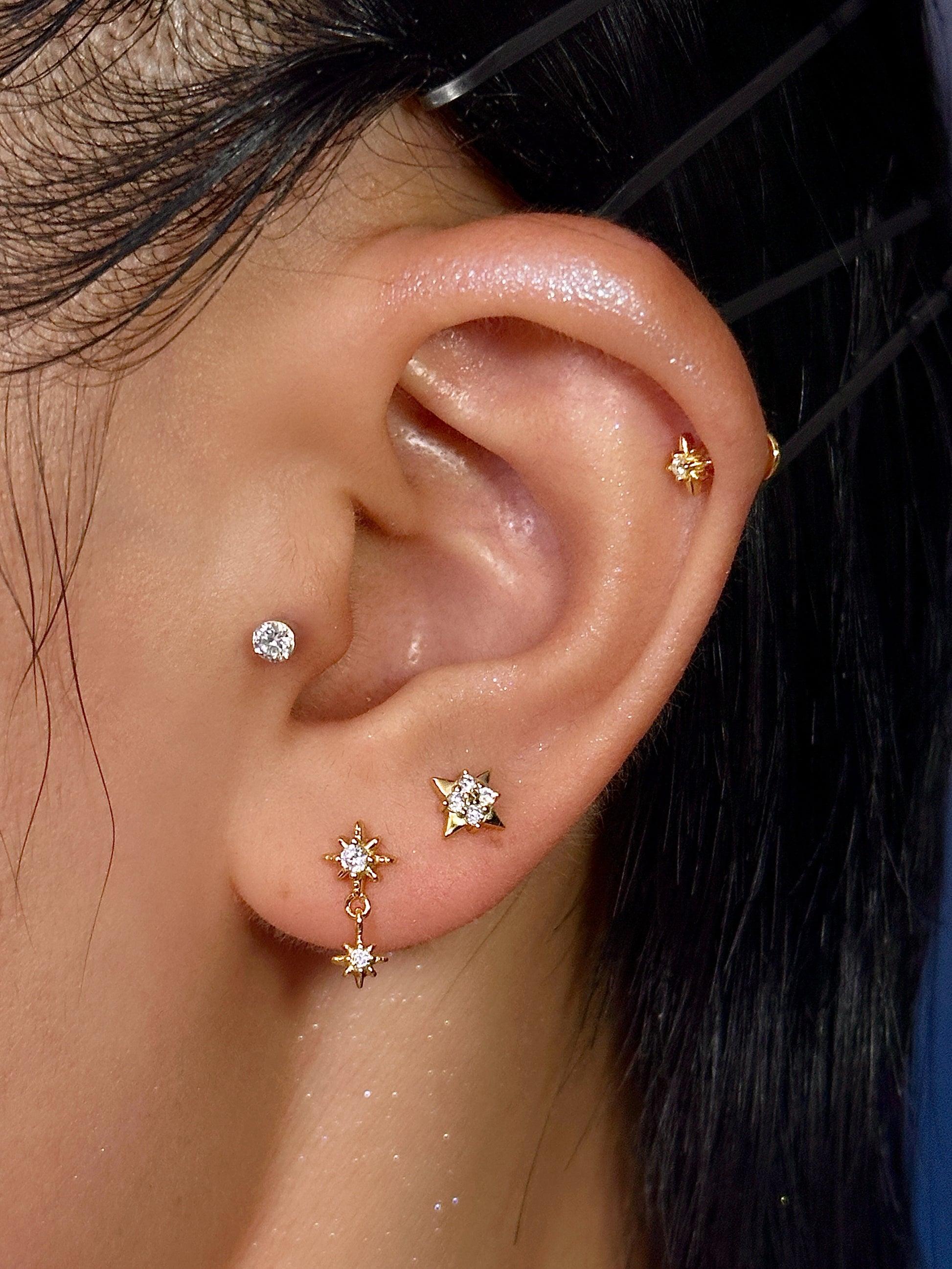 Gold-plated 925 sterling silver Meridian Light Flatback Earring