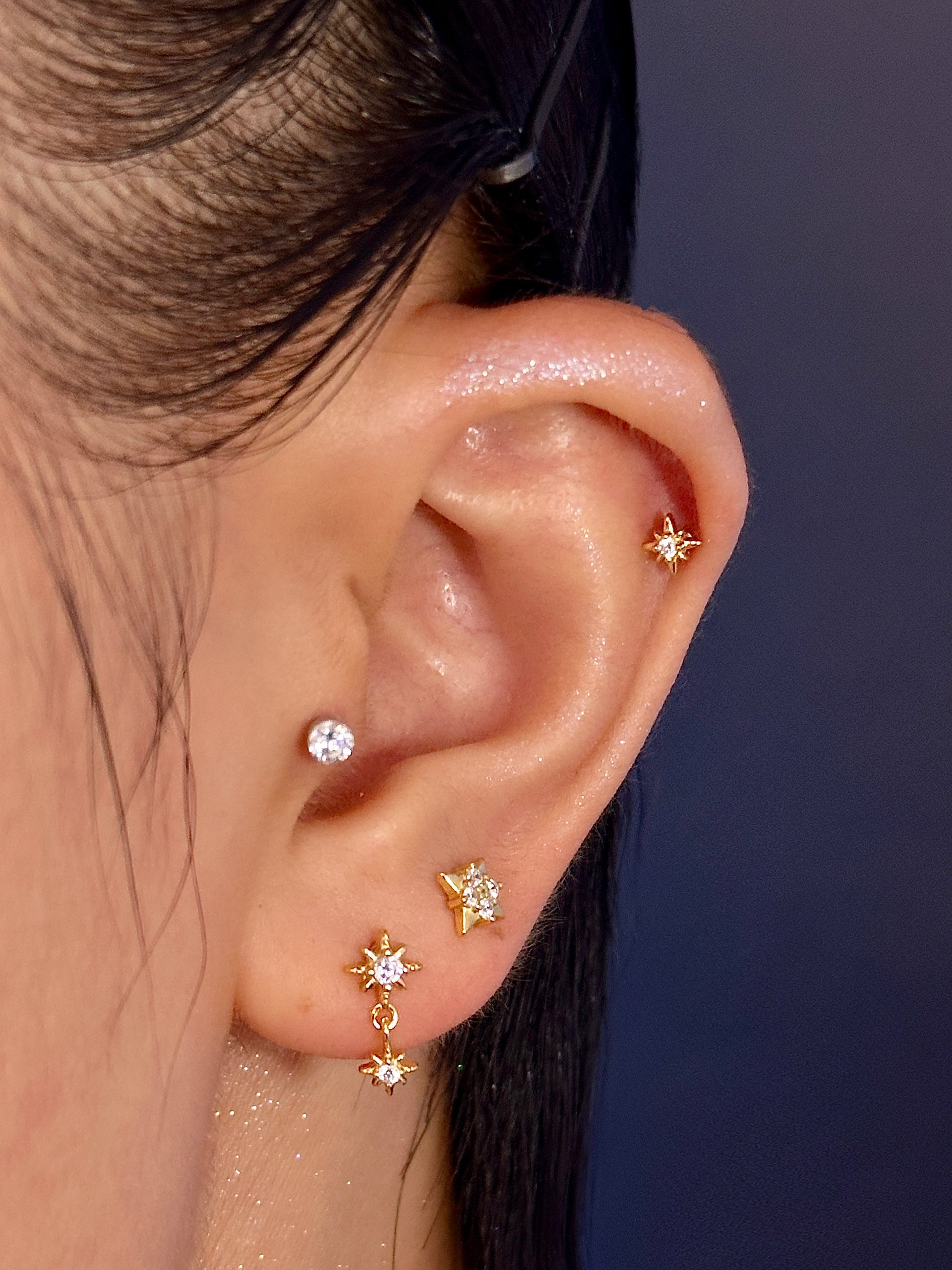 Gold-plated 925 sterling silver Meridian Light Flatback Earring