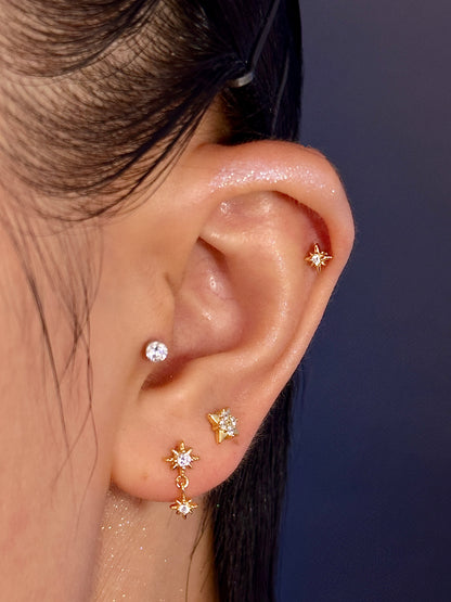 Gold-plated 925 sterling silver Meridian Light Flatback Earring