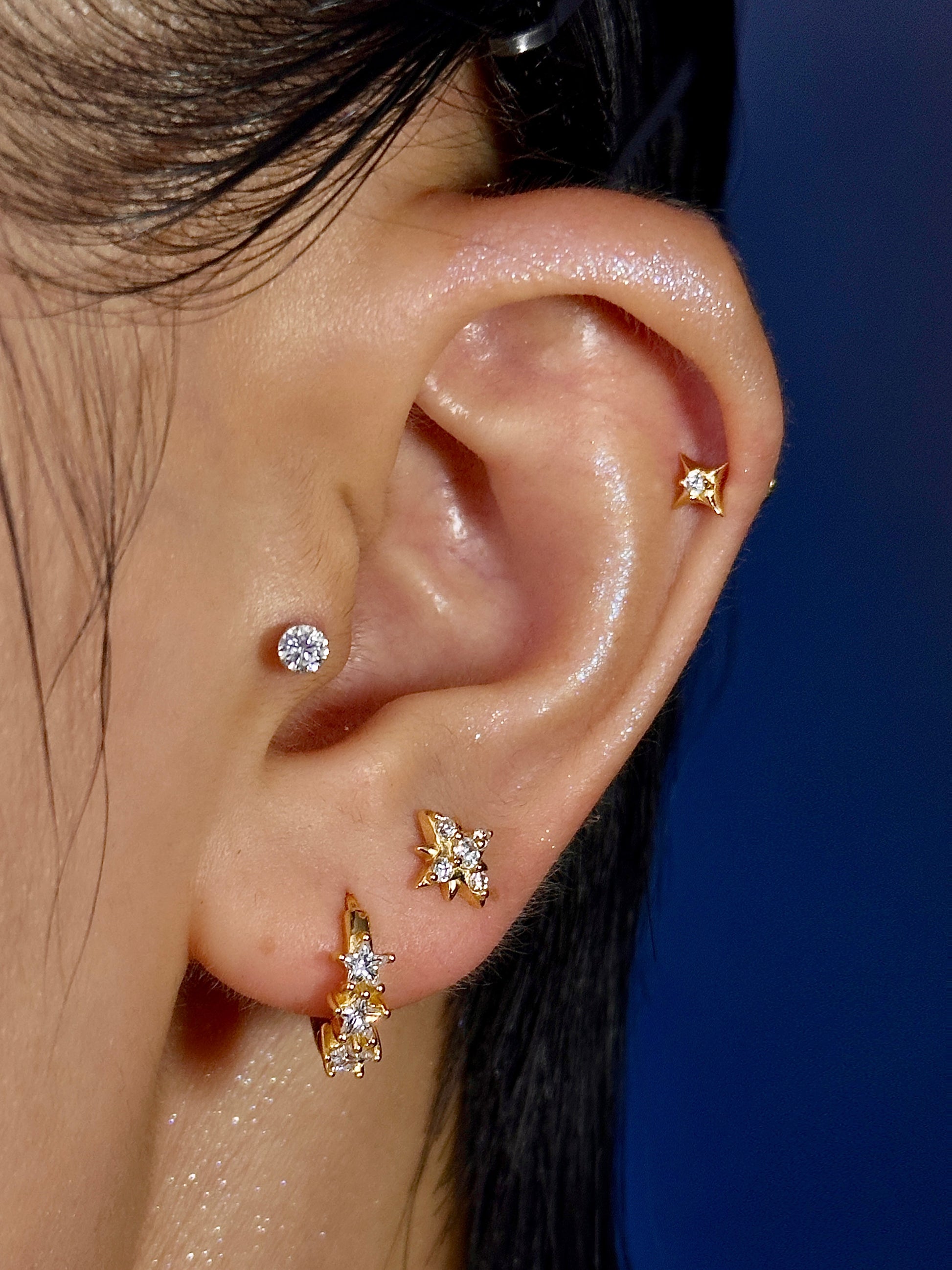 Gold-plated 925 sterling silver Starflare Flatback Earring