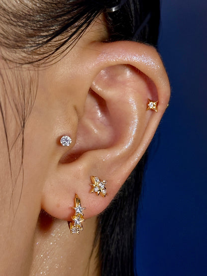 Gold-plated 925 sterling silver Starflare Flatback Earring