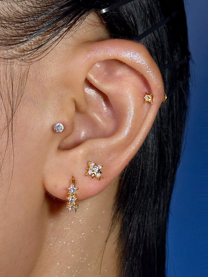 Gold-plated 925 sterling silver Starflare Flatback Earring