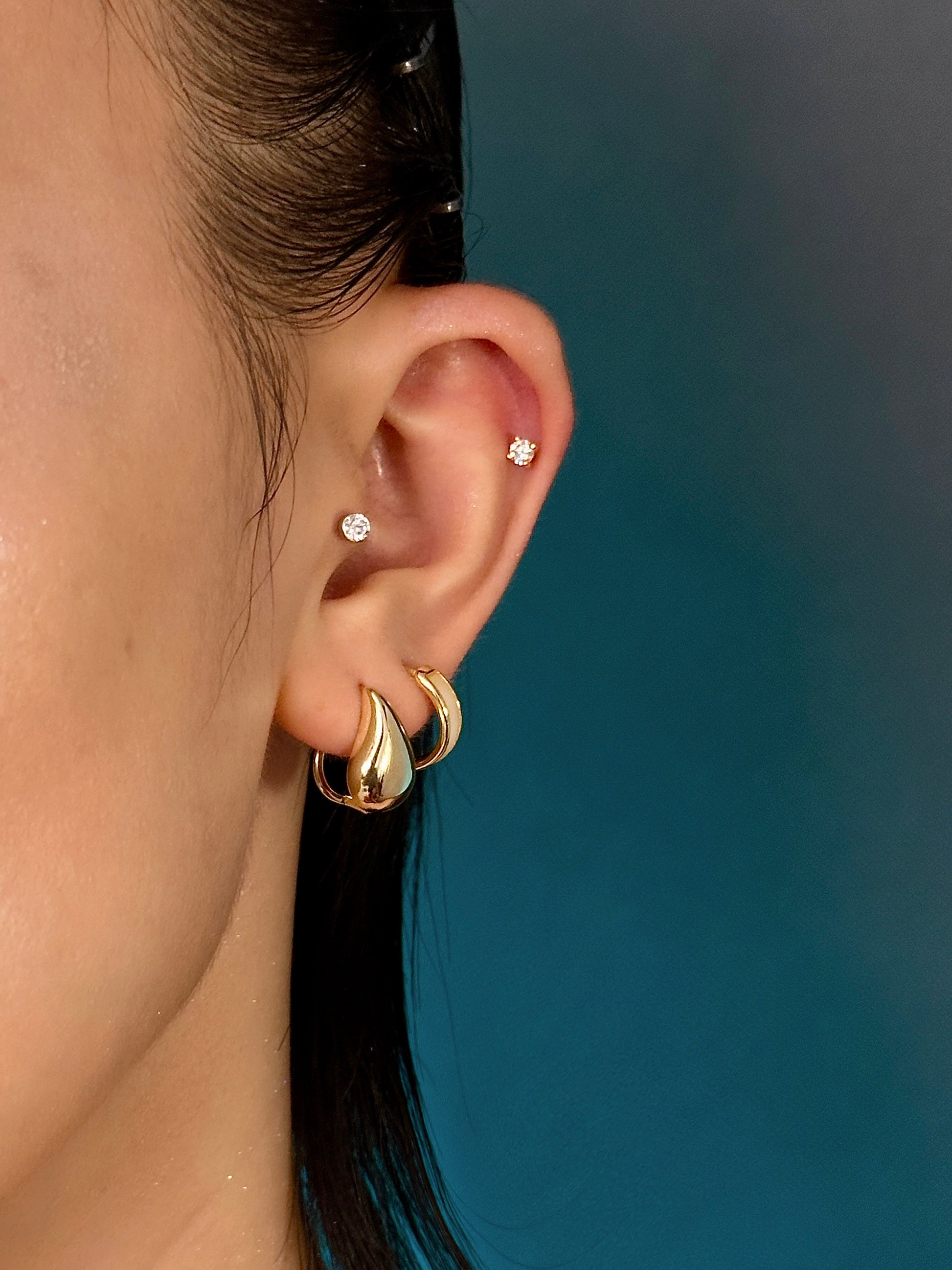Gold-plated 925 sterling silver Teardrop Hoop Earrings