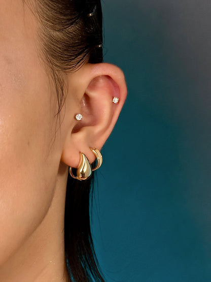 Gold-plated 925 sterling silver Teardrop Hoop Earrings