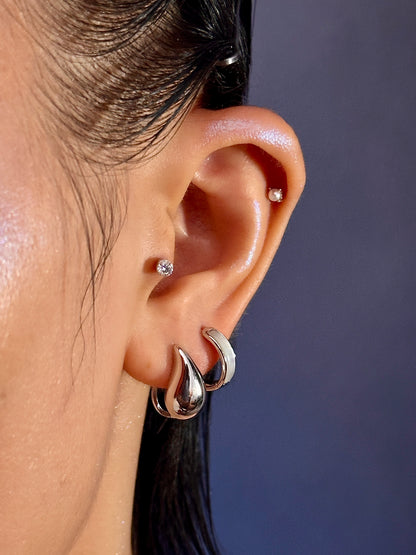 Gold-plated 925 sterling silver Teardrop Hoop Earrings