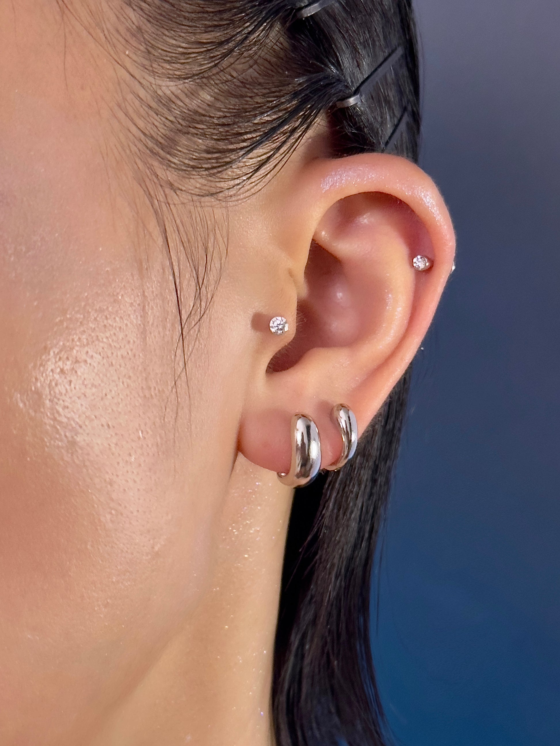Gold-plated 925 sterling silver Floating Moissanite Flatback Earring