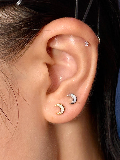 Gold-plated 925 sterling silver Opal Moon Flatback Earring