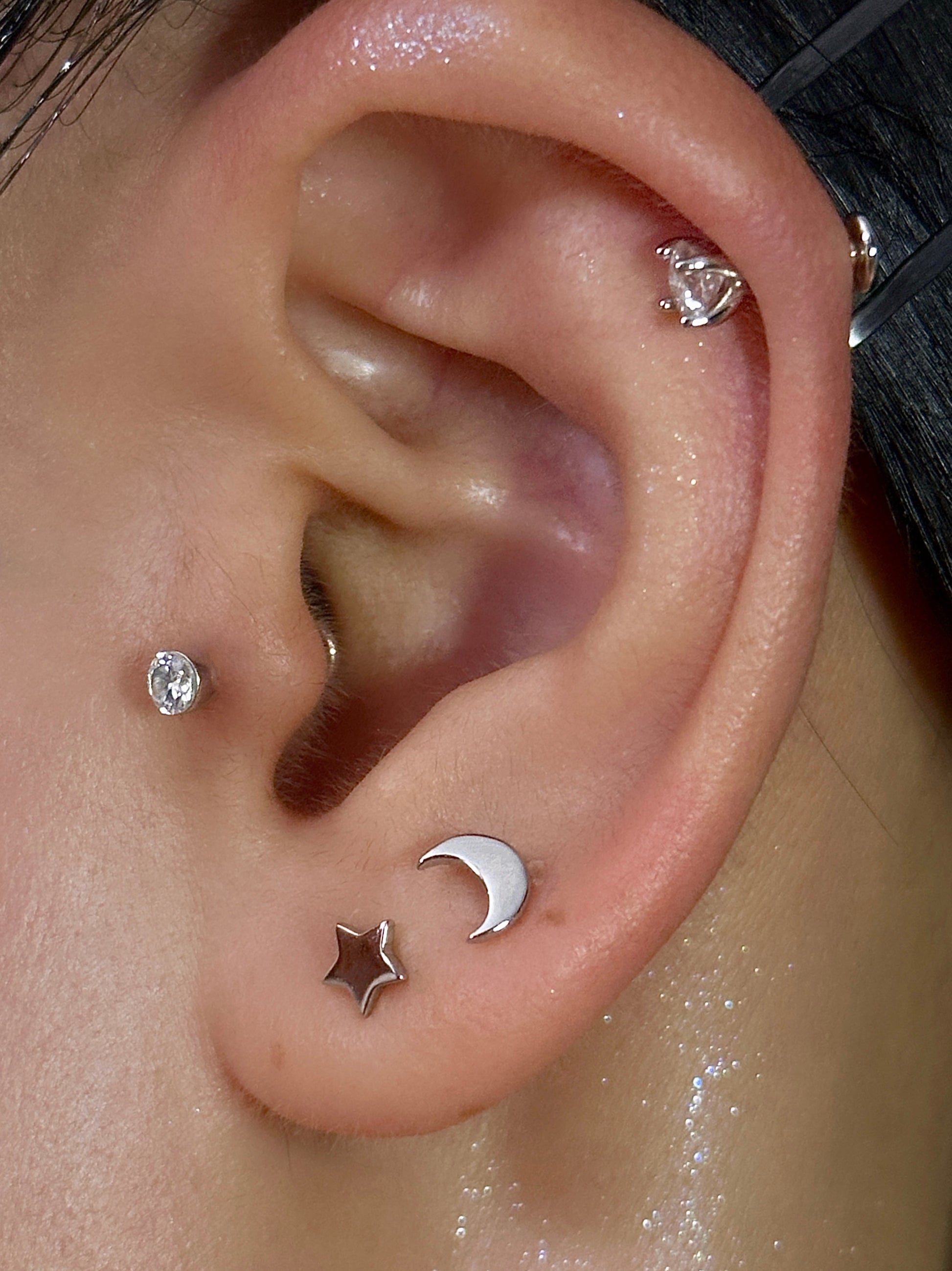 Gold-plated 925 sterling silver Moon Flatback Earring