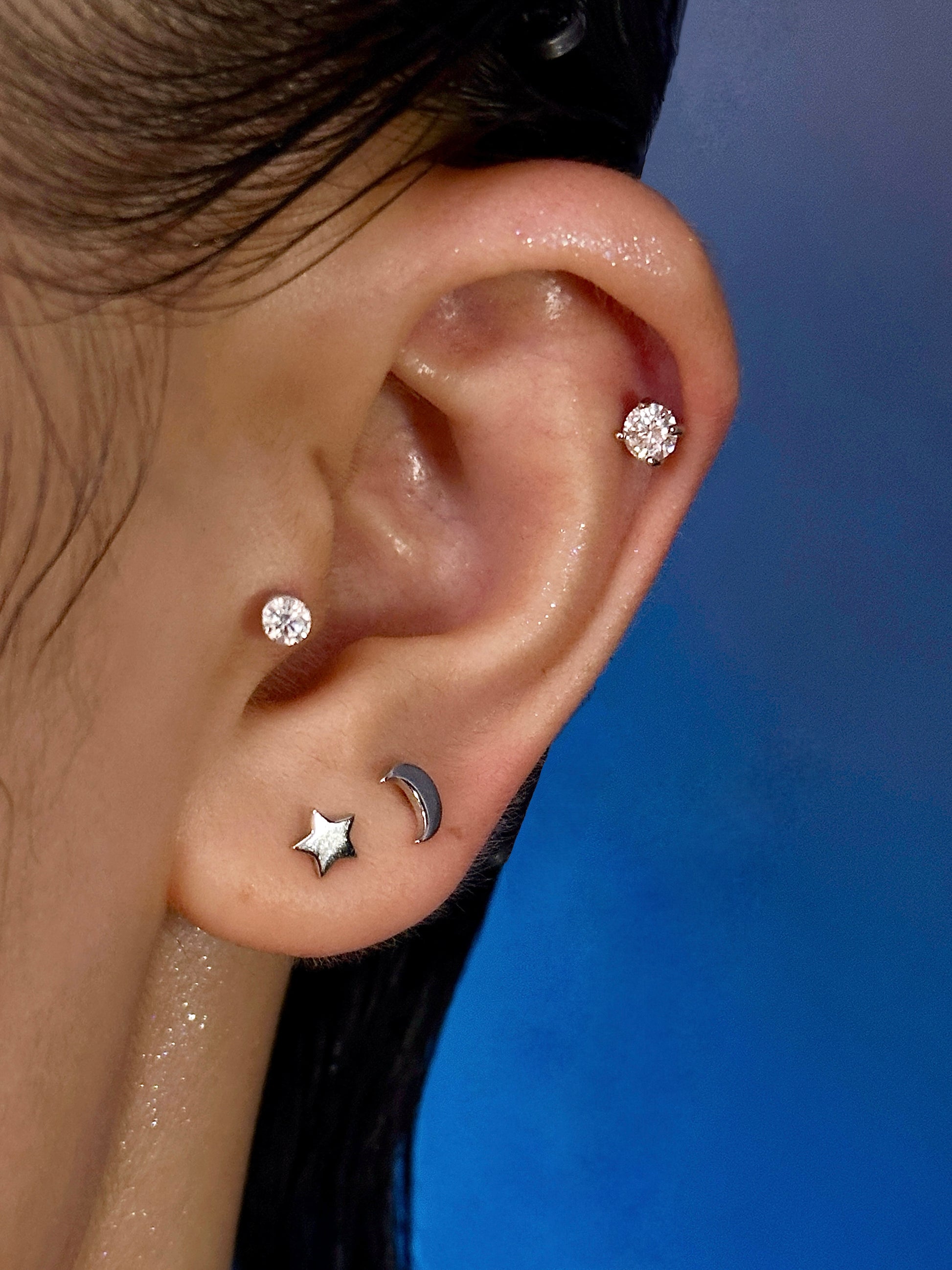 Gold-plated 925 sterling silver Moon Flatback Earring