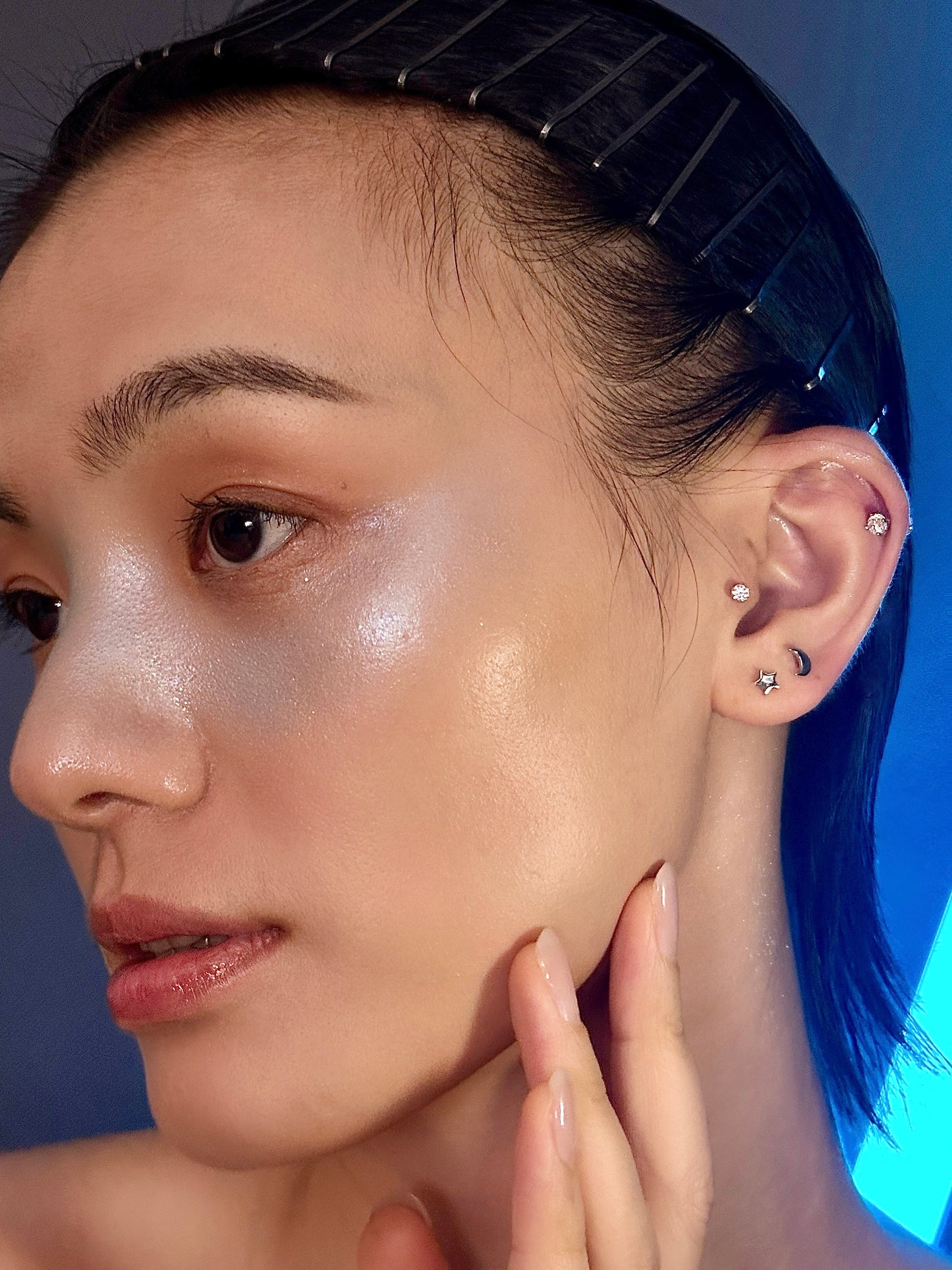 Gold-plated 925 sterling silver Moon Flatback Earring
