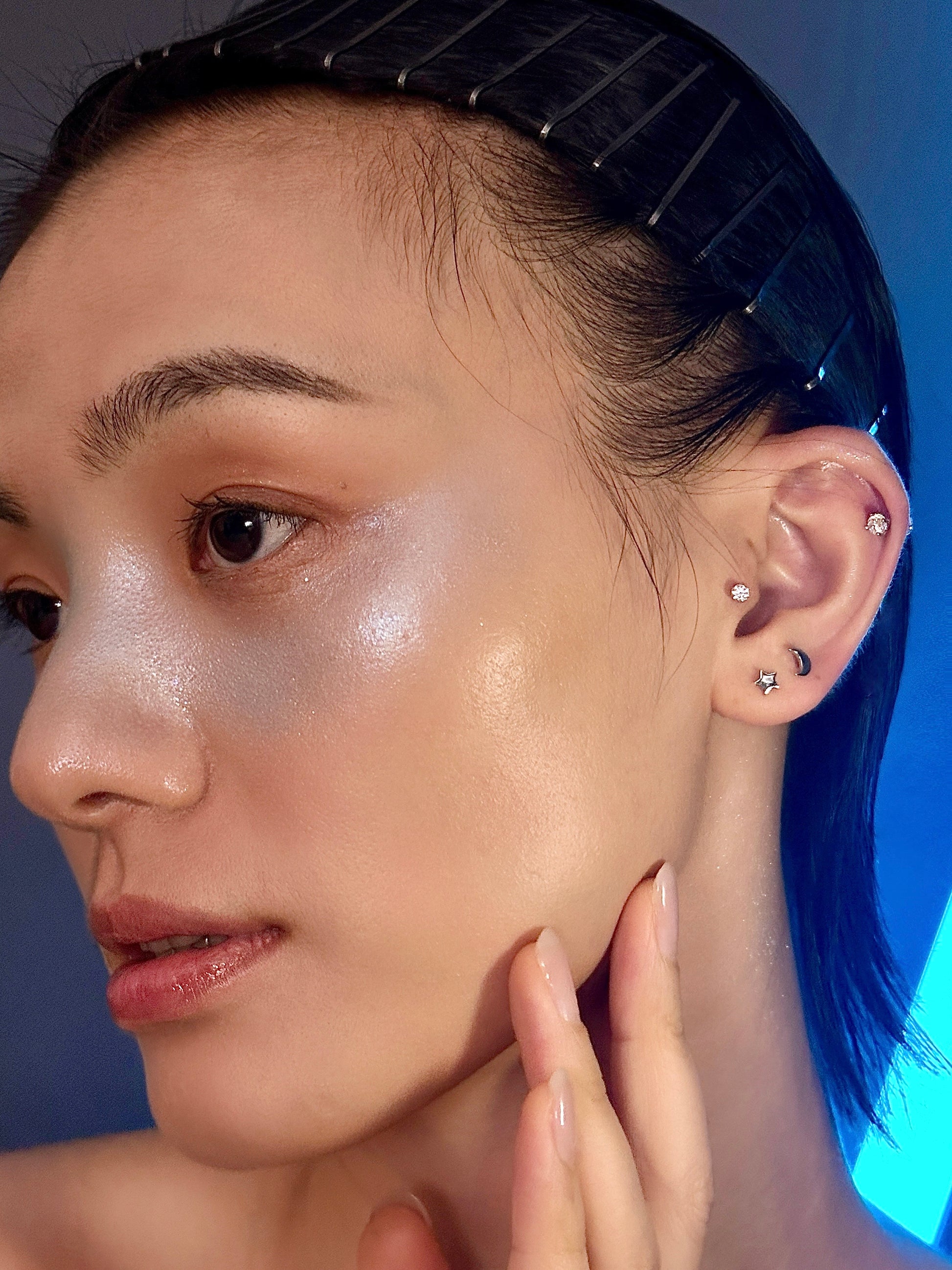Gold-plated 925 sterling silver Moon Flatback Earring