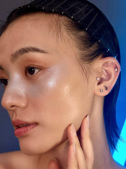 Gold-plated 925 sterling silver Moon Flatback Earring