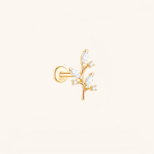 Gold-plated 925 sterling silver Golden Jade Leaf Flatback Earring Gold
