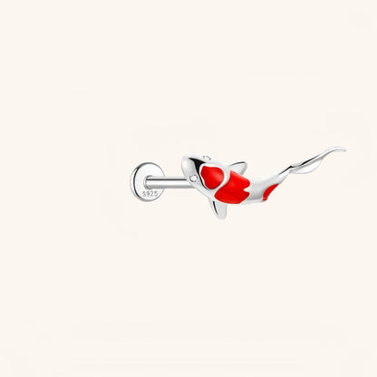 Gold-plated 925 sterling silver Vermilion Koi Flatback Earring Silver