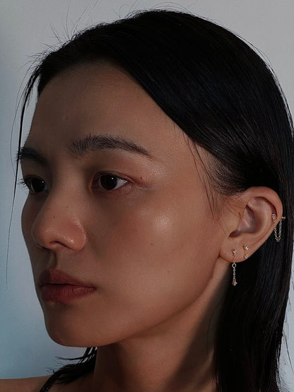 CZ Chain Flatback Earring