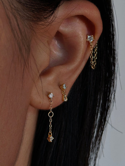 CZ Dangle Teardrop Flatback Earring