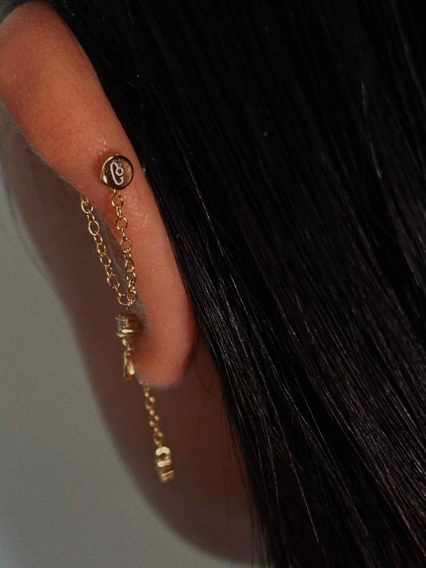 CZ Chain Flatback Earring