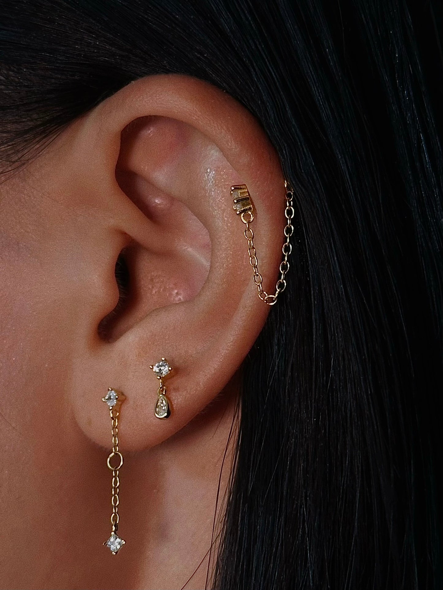 CZ Dangle Teardrop Flatback Earring