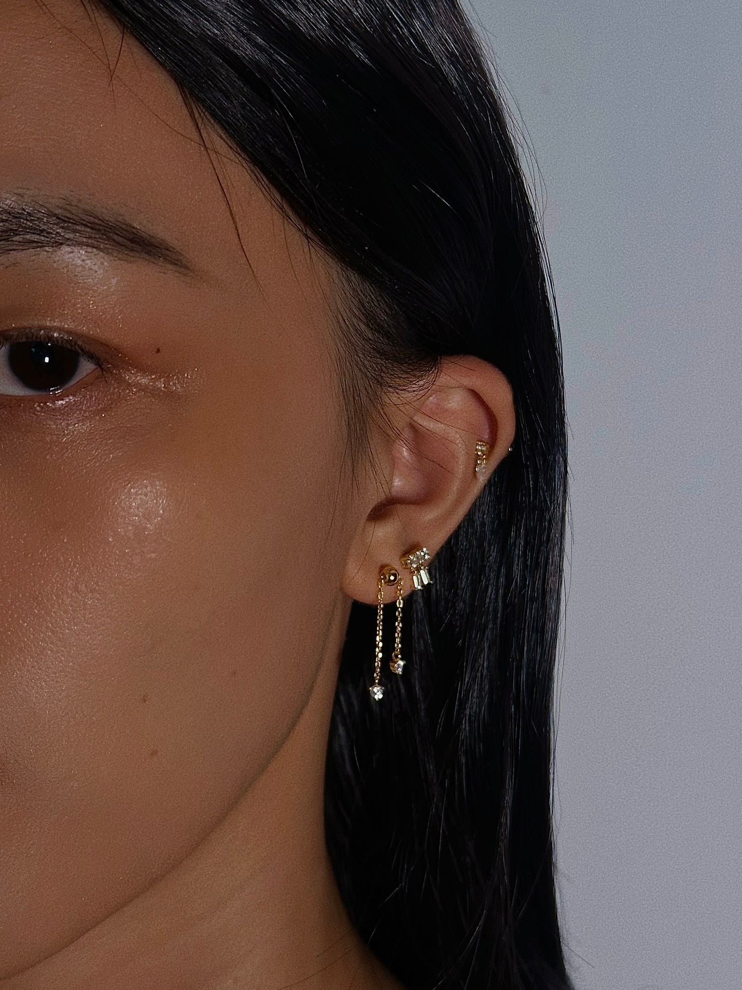 Double Row CZ Flatback Earring