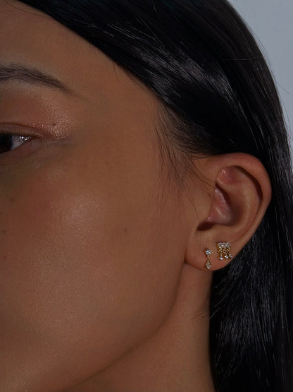 CZ Tassel Flatback Earring