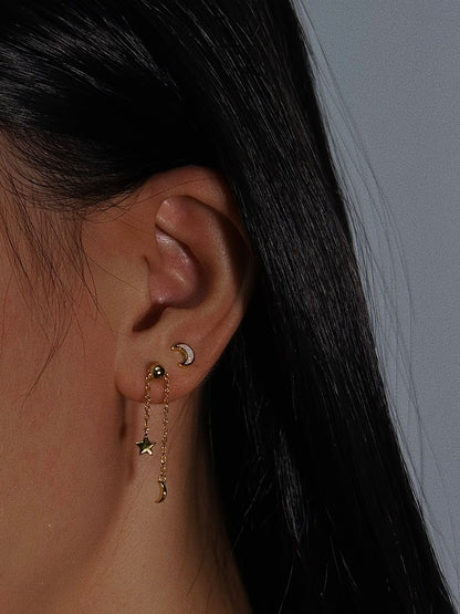 Opal Moon Flatback Earring