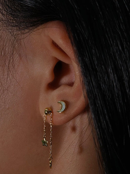 Opal Moon Flatback Earring