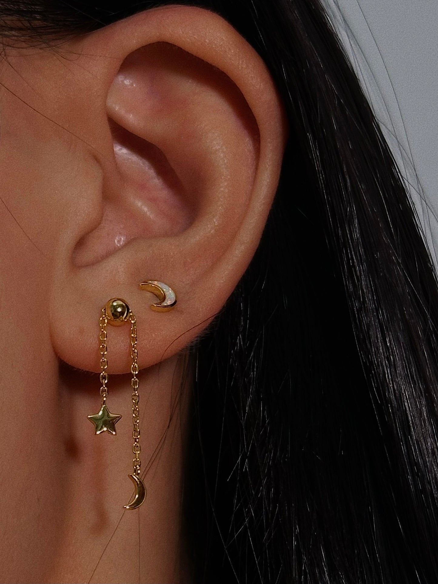 Opal Moon Flatback Earring