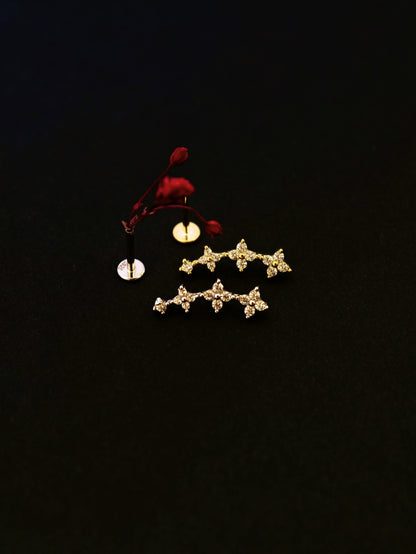 Gold-plated 925 sterling silver Floral Curve Flatback Earring