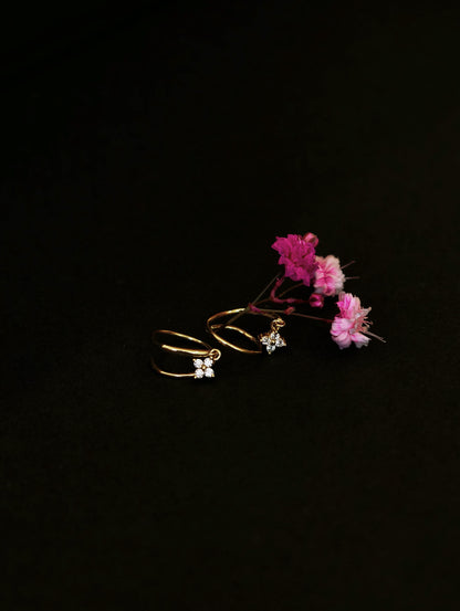 Gold-plated 925 sterling silver Lucky Clover Hoop Earrings