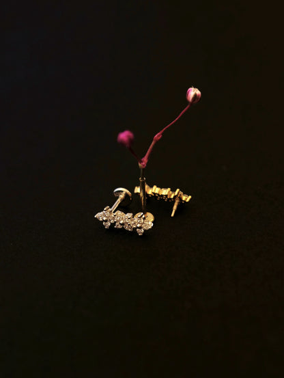 Gold-plated 925 sterling silver Floral Bar Flatback Earring
