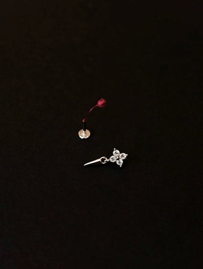 Gold-plated 925 sterling silver Floral Spike Flatback Earring