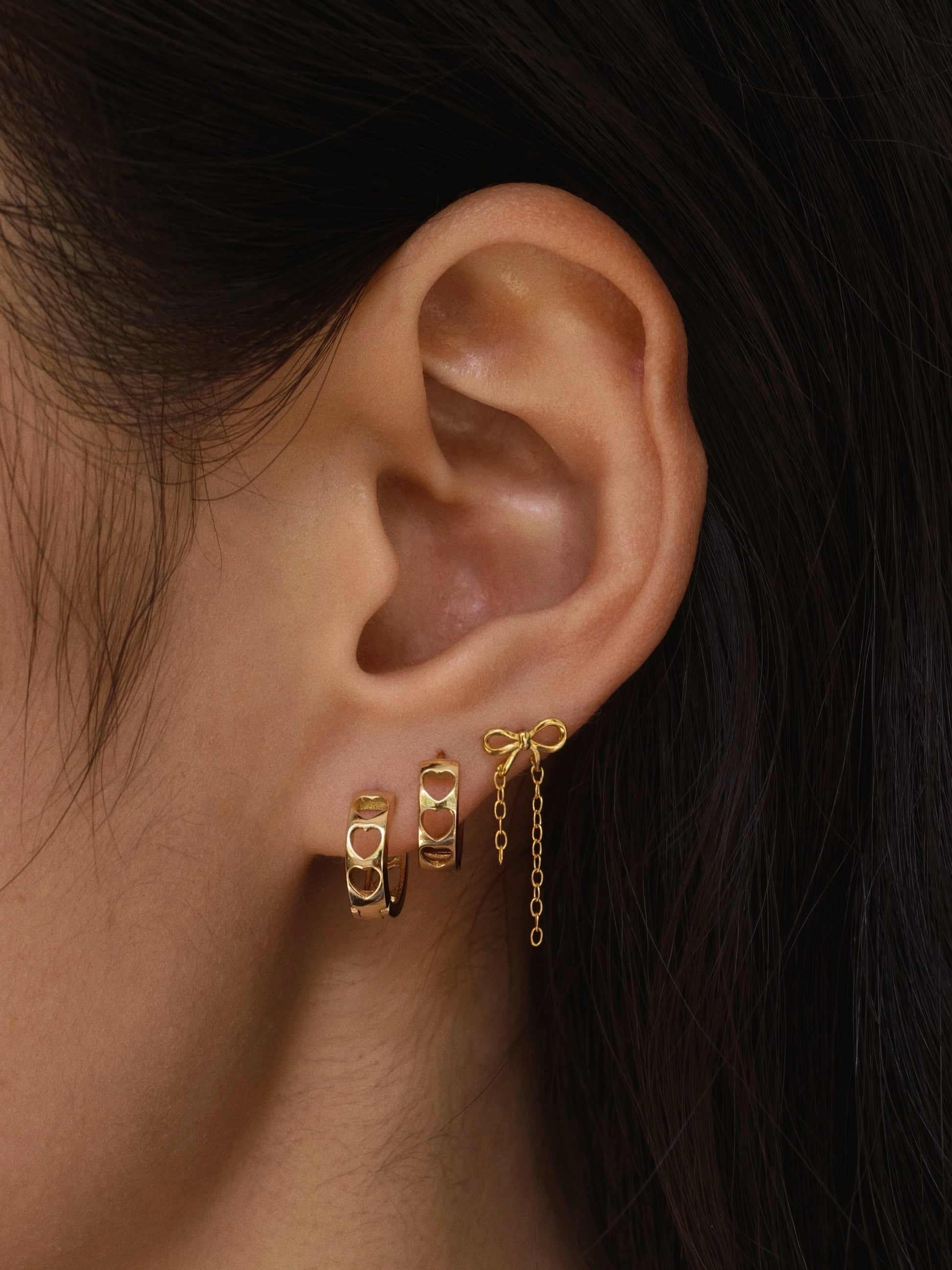 Gold-plated 925 sterling silver Airy Love Huggie Hoops
