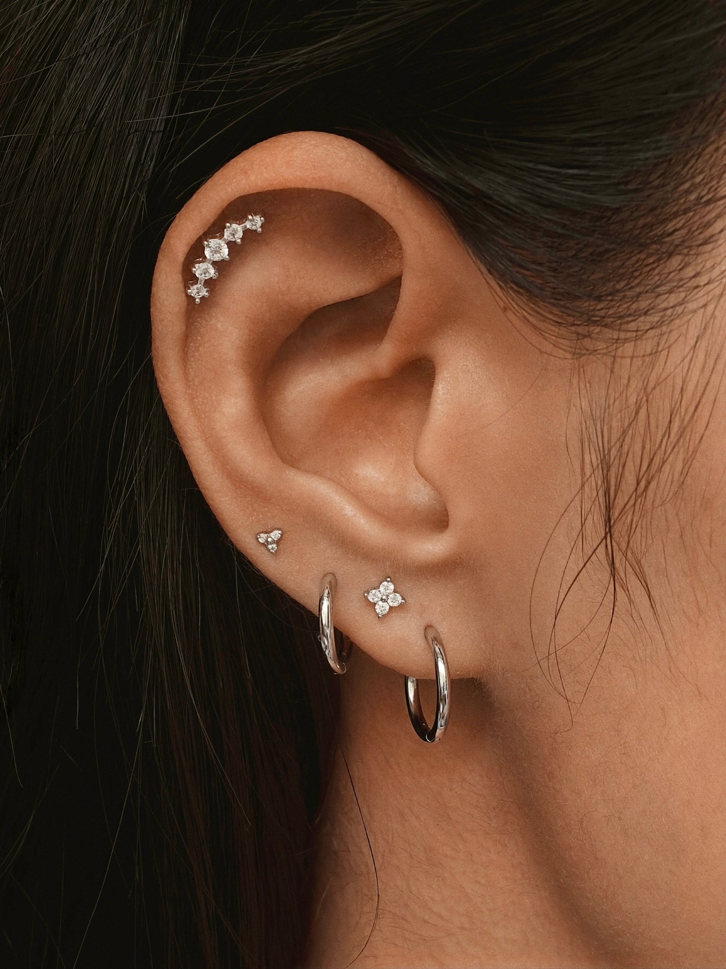Gold-plated 925 sterling silver Star Cluster Flatback Earring