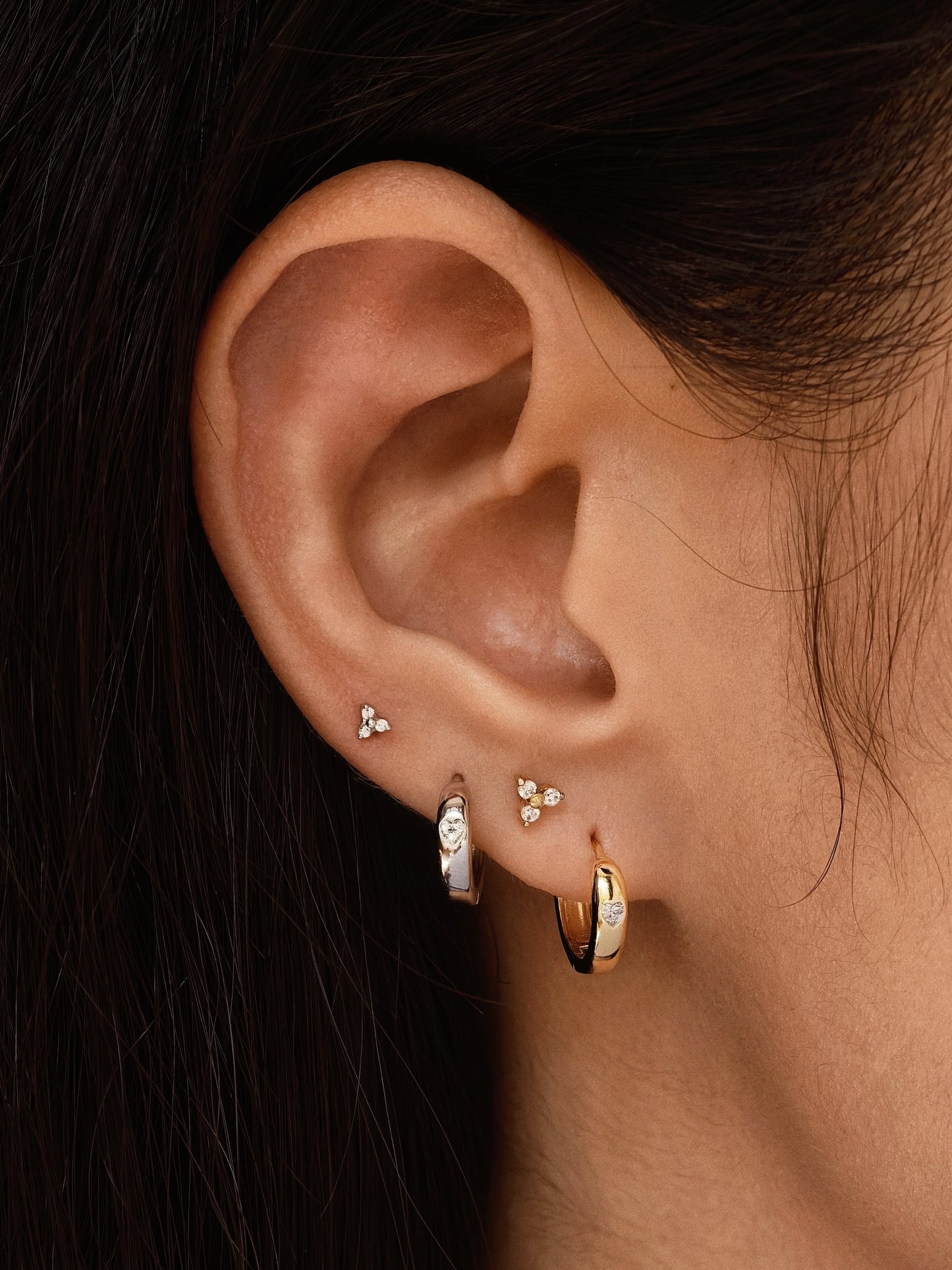 Gold-plated 925 sterling silver Trinity Flatback Earring