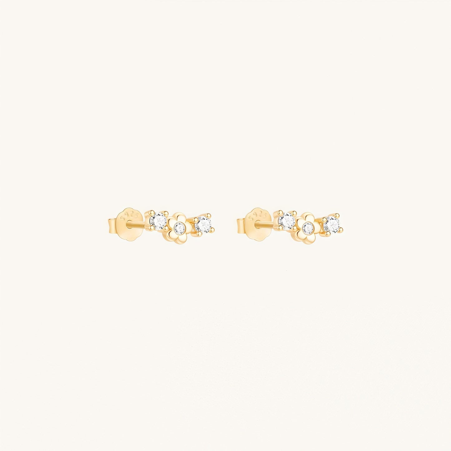 Gold-plated 925 sterling silver Triad Bloom Stud Earrings