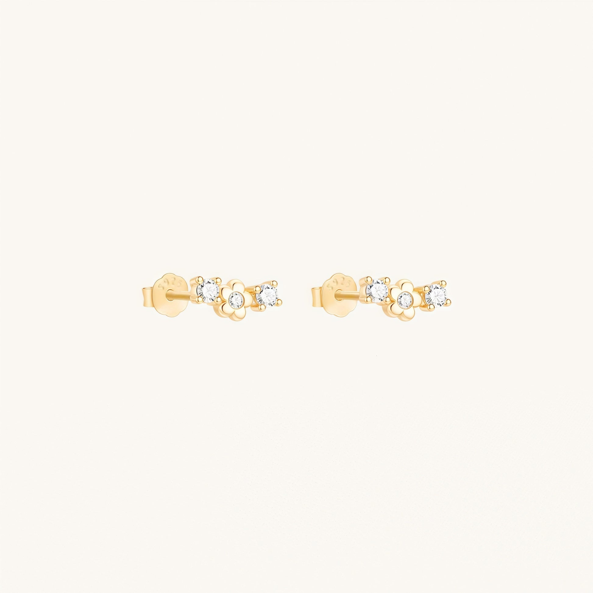 Gold-plated 925 sterling silver Triad Bloom Stud Earrings