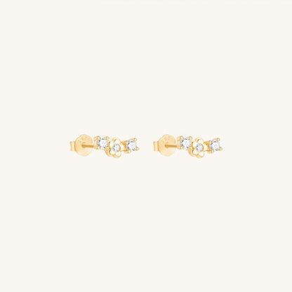 Gold-plated 925 sterling silver Triad Bloom Stud Earrings
