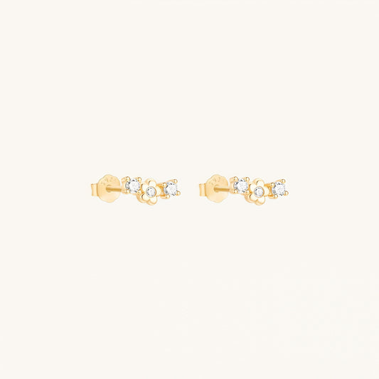 Gold-plated 925 sterling silver Triad Bloom Stud Earrings