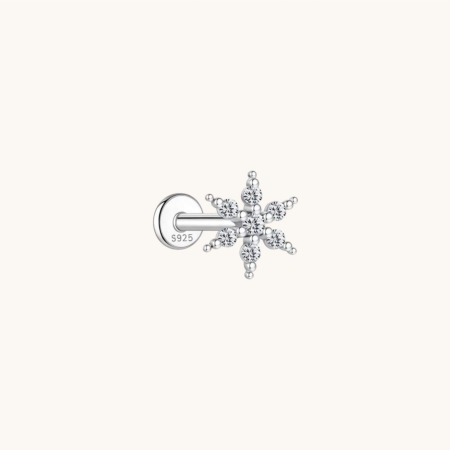 Gold-plated 925 sterling silver Icy Bloom Flatback Earring 8mm
