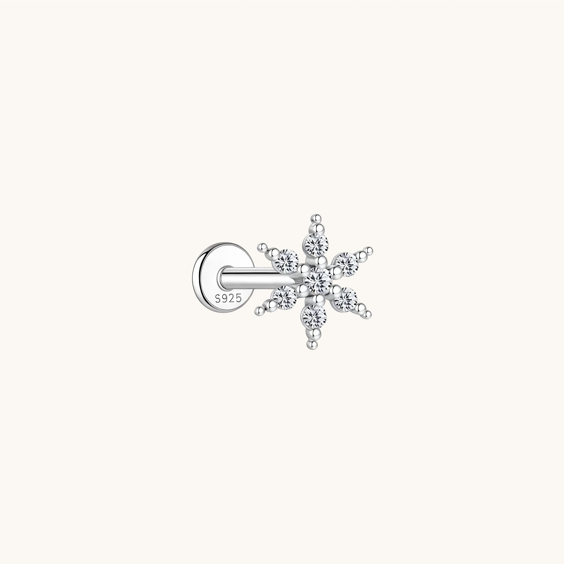 Gold-plated 925 sterling silver Icy Bloom Flatback Earring 8mm