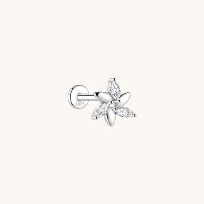 Gold-plated 925 sterling silver Windmill Moissanite Flatback Earring 8mm