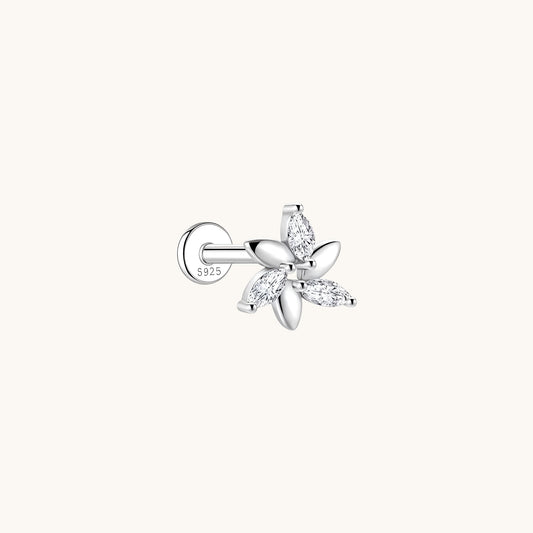 Gold-plated 925 sterling silver Windmill Moissanite Flatback Earring 8mm